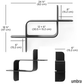 Черна етажерка от каучуково дърво 62 cm Montage - Umbra