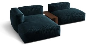 Тъмносин кадифен модулен ъглов диван (ляв ъгъл) Martina – Micadoni