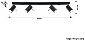 Черно таванно осветително тяло 4L Etna - Sollux