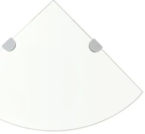 3051593 vidaXL Ъглови рафтове, 2 бр, прозрачно стъкло с държачи хром, 35x35 см