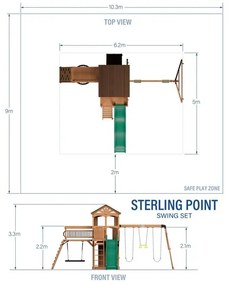 Комплект за игра Sterling Point с 3 люлки и пързалка