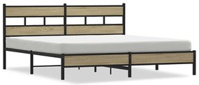 3308498 vidaXL Метална рамка за легло, без матрак, сонома дъб, 200x200 см