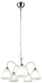 Бяло-сребристо висящо осветително тяло със стъклен абажур ø 55 cm Dobby – Trio