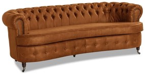 Диван Chesterfield Овал в цвят винтидж коняк, четириместен 230х86х80 см