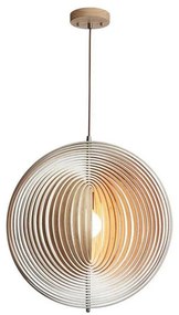 Дървен полилей на кабел 1xE27/60W/230V Ø 50 см масивна дървесина/фурнир/каучуково дърво (Hevea)