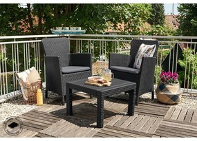 Тъмносив градински комплект за отдих от изкуствен ратан за 2 Salvador – Keter