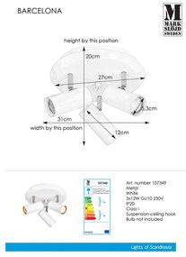 Бяла стенна лампа Barcelona Tres - Markslöjd