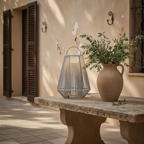 Бохемска настолна лампа сива, включва LED 3-степенно димируема IP54 соларна акумулаторна - Duca