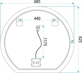 Огледало LED 70cm Fabio