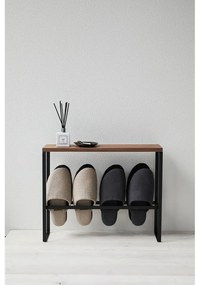 Метална поставка за чехли в черно-природен цвят Tower - YAMAZAKI