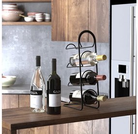 Поставка за вино TEKNO TEL TR MG 024B, 4 бутилки, 12х43х22 см, Матово черно