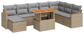 3327524 vidaXL Градински комплект диван с възглавници 9 части бежов полиратан