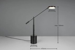 Черна LED настолна лампа (височина 65 cm) Fiore – Trio Select
