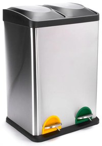 Стоманено кошче за боклук за рециклиране с педал в матово сребрист цвят 2x20 l Tri Selectif – MSV