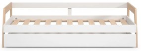 Бяло детско легло 90x200 cm от масивен бор разтегателно с място за съхранение с включена подматрачна рамка Carrie – Marckeric