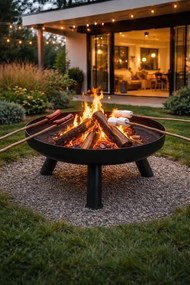 Градинска чугунена камина 60 см - камина на дърва с високи крака