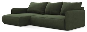 Зелен разтегателен ъглов диван с място за съхранение (ляв ъгъл) Nanea – Makamii