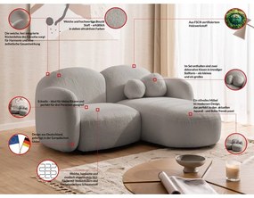 Сив ъглов диван от прежда с примки от букле (десен ъгъл) Orbit – Ropez