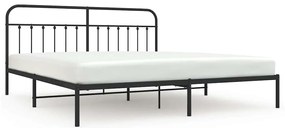 352584 vidaXL Метална рамка за легло с горна табла, черна, 193x203 см