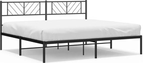 372186 vidaXL Метална рамка за легло с горна табла, черна, 200x200 см
