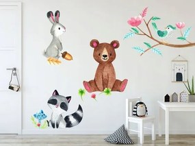 Цветен стикер за стена с горски животни 120 x 240 cm