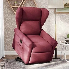 3303377 vidaXL Изправящ реклайнер стол, виненочервен, текстил