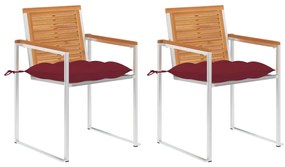 Sonata H Градински столове с възглавници, 2 бр, акация масив и стомана