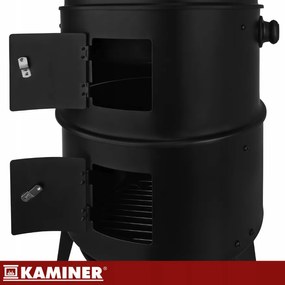 Градинска скара на дървени въглища с пушилня 3 в 1