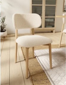 АЛMО Кремаво (тъкан Монза 90)/рамка лакиран дъб - ДЪРВЕН СТОЛ БУКЛЕ ЗА ДНЕВНА, ТРАПЕЗАРИЯ, КУХНЯ РЕТРО