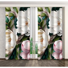 Декоративна завеса с отличителен десен на магнолия Ширина: 160 см | Дължина: 250 см