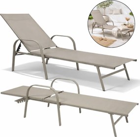 Бежов градински шезлонг с регулируема облегалка - идеален за релаксация