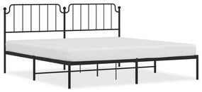 373894 vidaXL Метална рамка за легло с горна табла, черна, 200x200 см