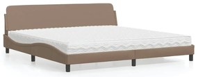 3208481 vidaXL Легло с матрак, капучино, 200x200 см, изкуствена кожа