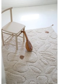 Кремав ръчно изработен памучен детски килим подходящ за пране 120x180 cm Gentle Flora – Nattiot