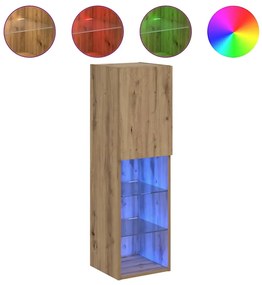 857679 vidaXL ТВ шкафове с LED осветление, 2 бр, дъб артизан, 30,5x30x102 см
