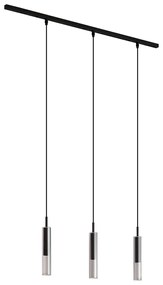 Модерна релсова осветителна система черна с 3 висящи лампи черни с димно стъкло 1-фазна - Slimline Loyce