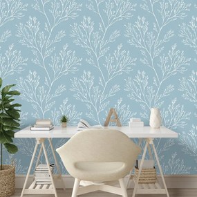 Фототапет – Бели клонки на син фон