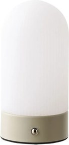 Бяла/кафяво-сива метална настолна лампа с пластмасов абажур (височина 18 cm) Ashford – House Nordic