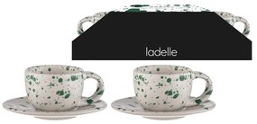 Бяло-зелени керамични чаши за еспресо 100 ml в комплект от 2 Carnival - Ladelle