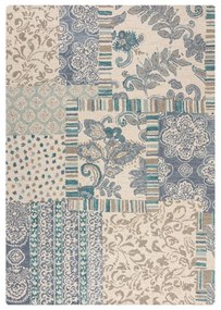 Син/бежов ръчно изработен вълнен килим 200x290 cm Eloise Patchwork – Flair Rugs