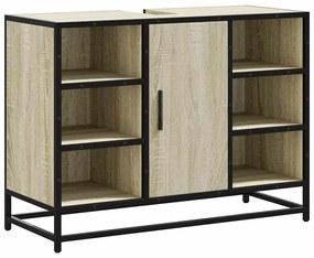 849290 vidaXL Шкаф за мивка в банята, дъб Сонома, 80x33x60 см, инженерно дърво