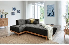 Тъмно сив ъглов разтегателен диван ляв ъгъл, Dazzling Daisy - Miuform