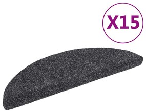 132691 vidaXL Самозалепващи стелки за стъпала, 15 бр, 56x17x3 см, тъмносиви