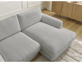 Светлосив ъглов диван от прежда с примки от букле (десен ъгъл) Leonore – Bobochic Paris