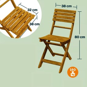 Градински комплект от 3 части CASARIA® от акациево дърво - сгъваема маса + 2 стола
