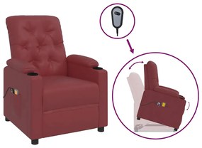 3093510 vidaXL Изправящ масажен стол виненочервен изкуствена кожа