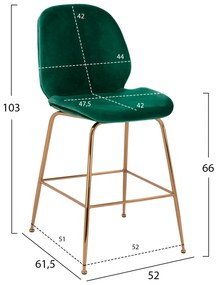 Бар стол Нора голд HM8524.03 зелен цвят