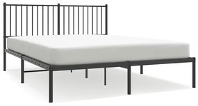 350867 vidaXL Метална рамка за легло с горна табла, черна, 160x200 см