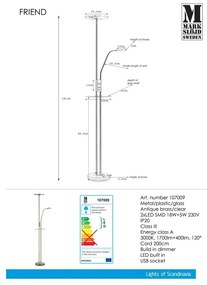 Свободностояща LED лампа в месинг Uplight Friend - Markslöjd