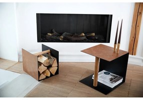 Декоративна метална кутия за съхранение от еко кожа в черен и естествен цвят 32x38x31 cm Bull – LIND DNA